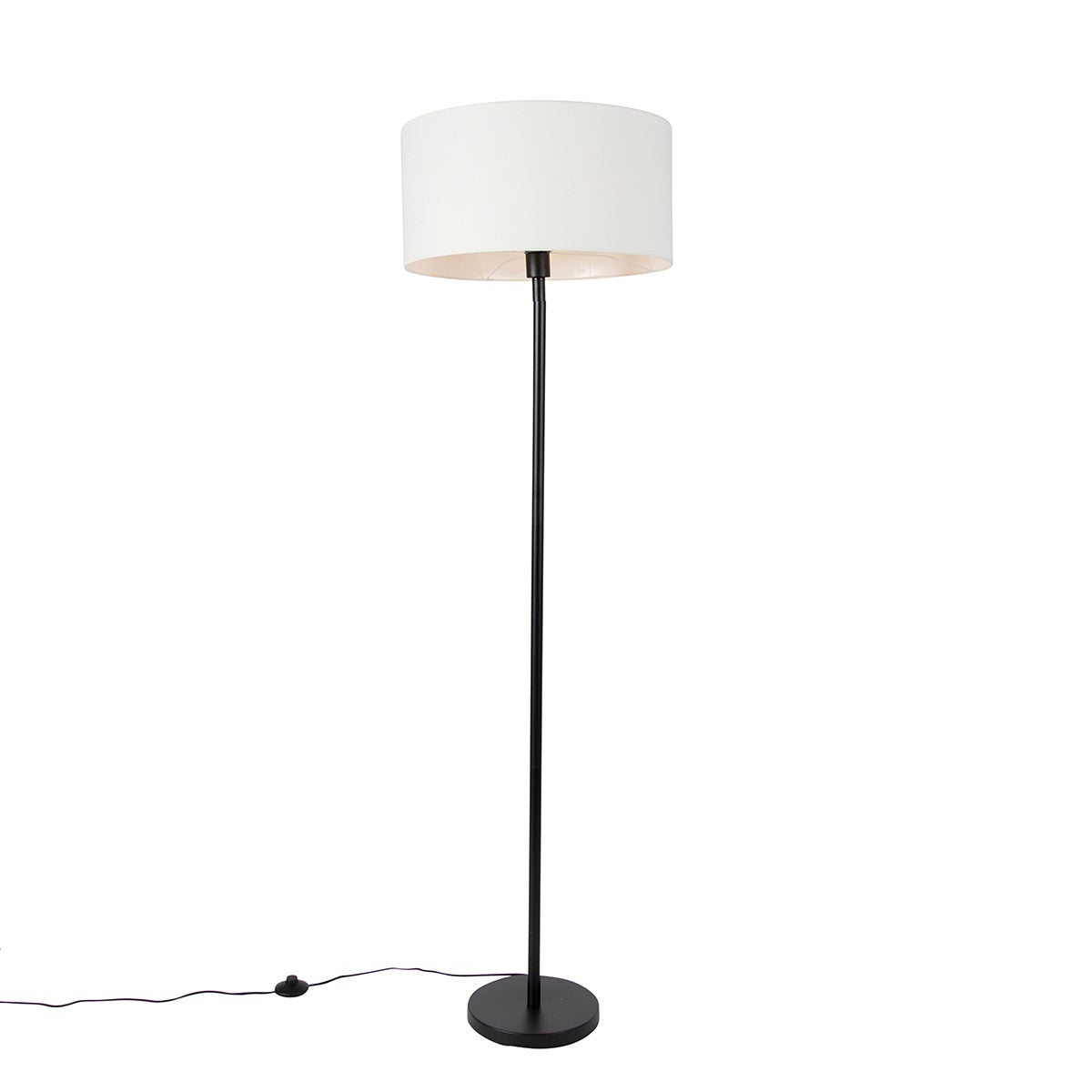 Lampa stojąca czarna z kloszem białym 50 cm - Simplo