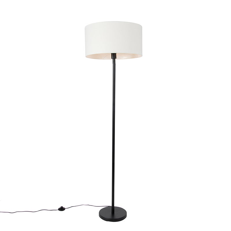 Lampa stojąca czarna z kloszem białym 50 cm - Simplo
