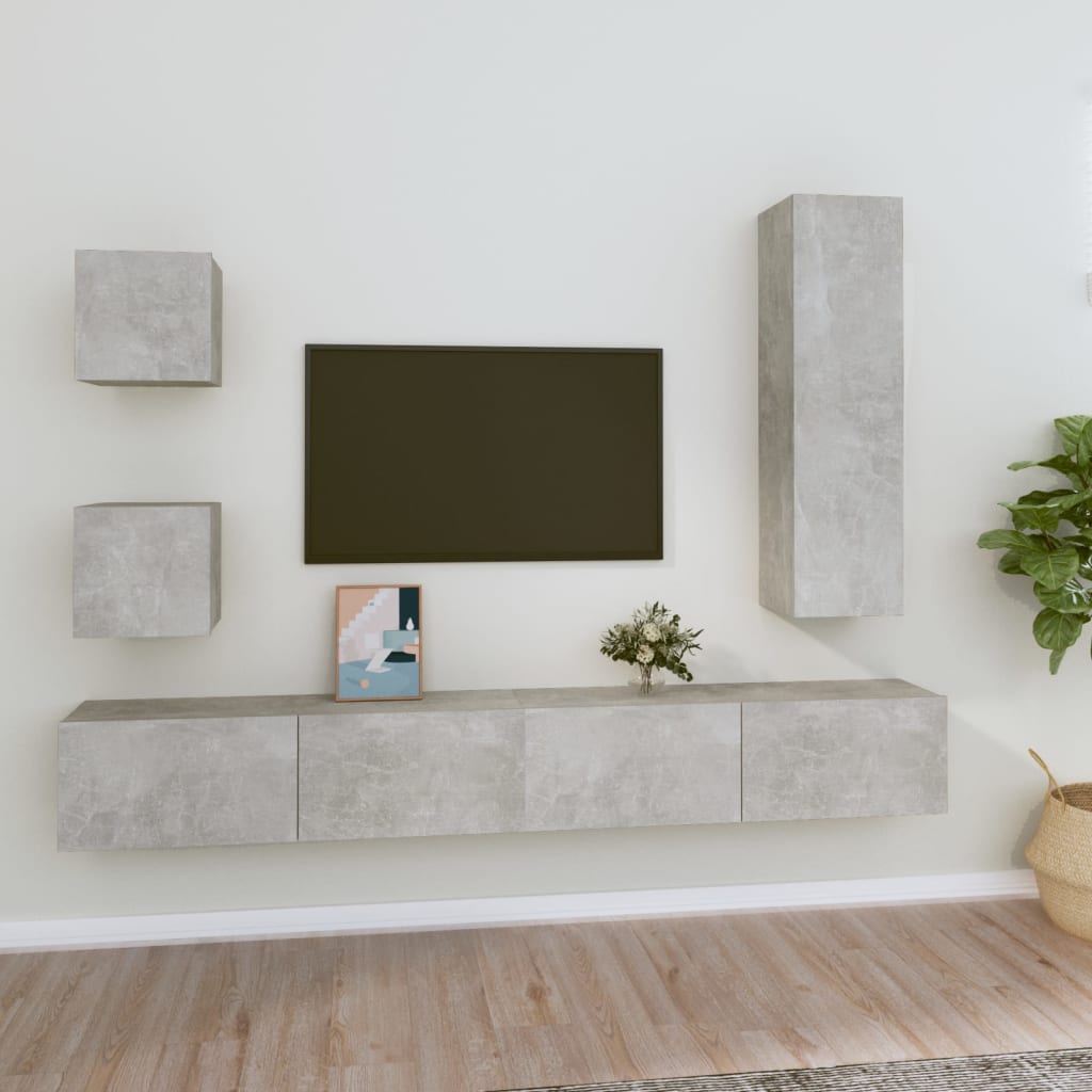4 pz Mobili TV a Muro con LED | Mobile Porta TV | Supporto TV Bianchi in Legno Multistrato CFW91101 | Leroy Merlin