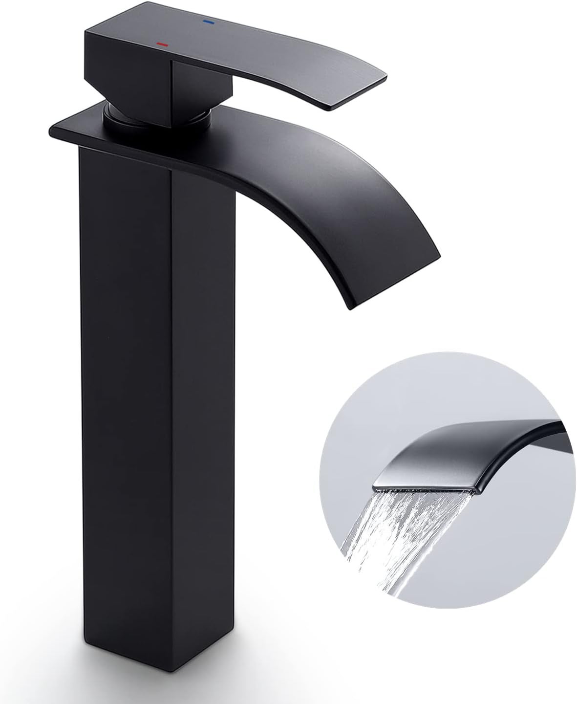 Cecipa max Robinet Cascade avec Haut Bec Mitigeur Lavabo Haut Mono-trou Robinetterie Lave-mains avec Levier Unique en Cuivre,EU Modèle - 9