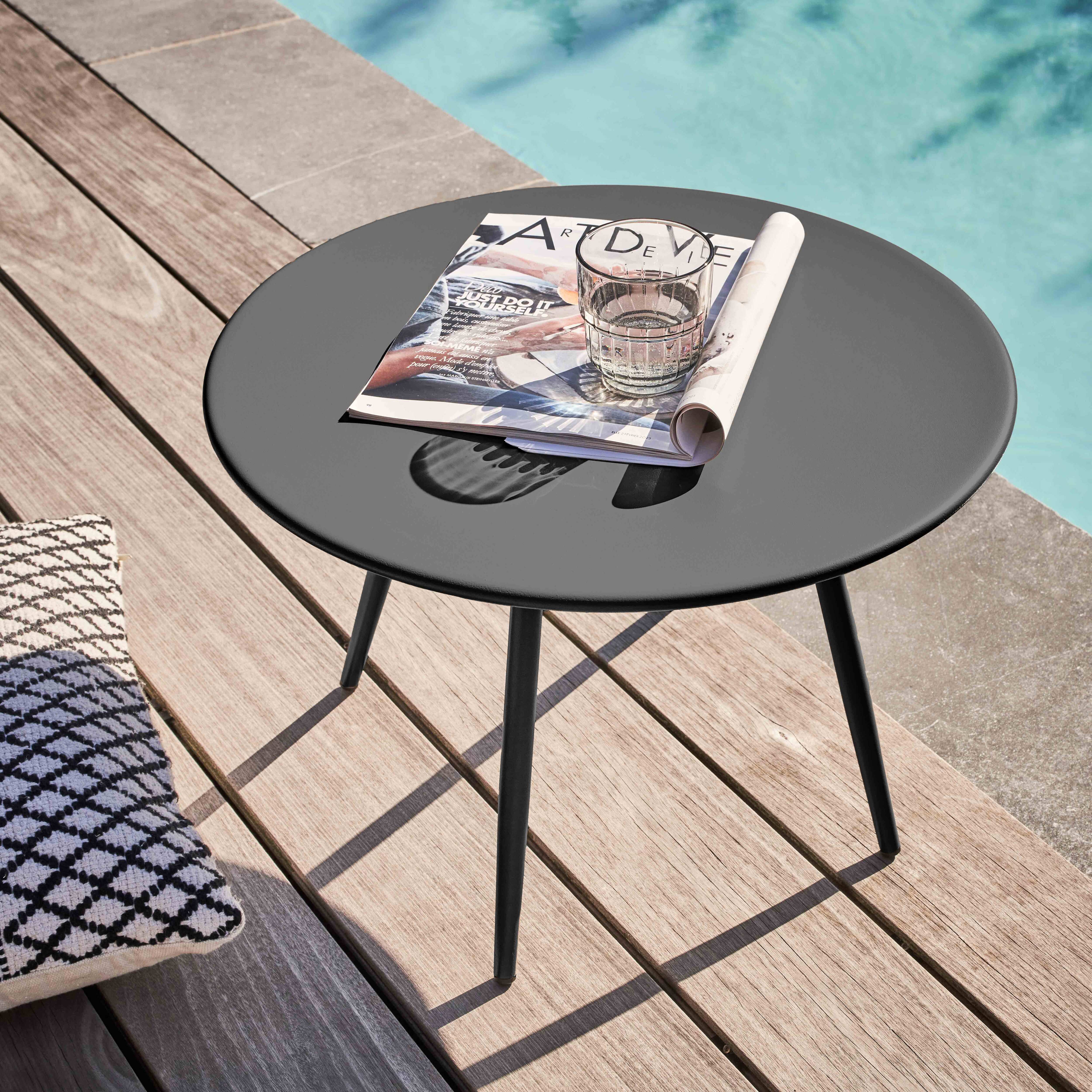Palavas Tavolo Rotondo Da Giardino In Acciaio – Antracite, Diametro 120 Cm, Resistente Alle Intemperie - 3