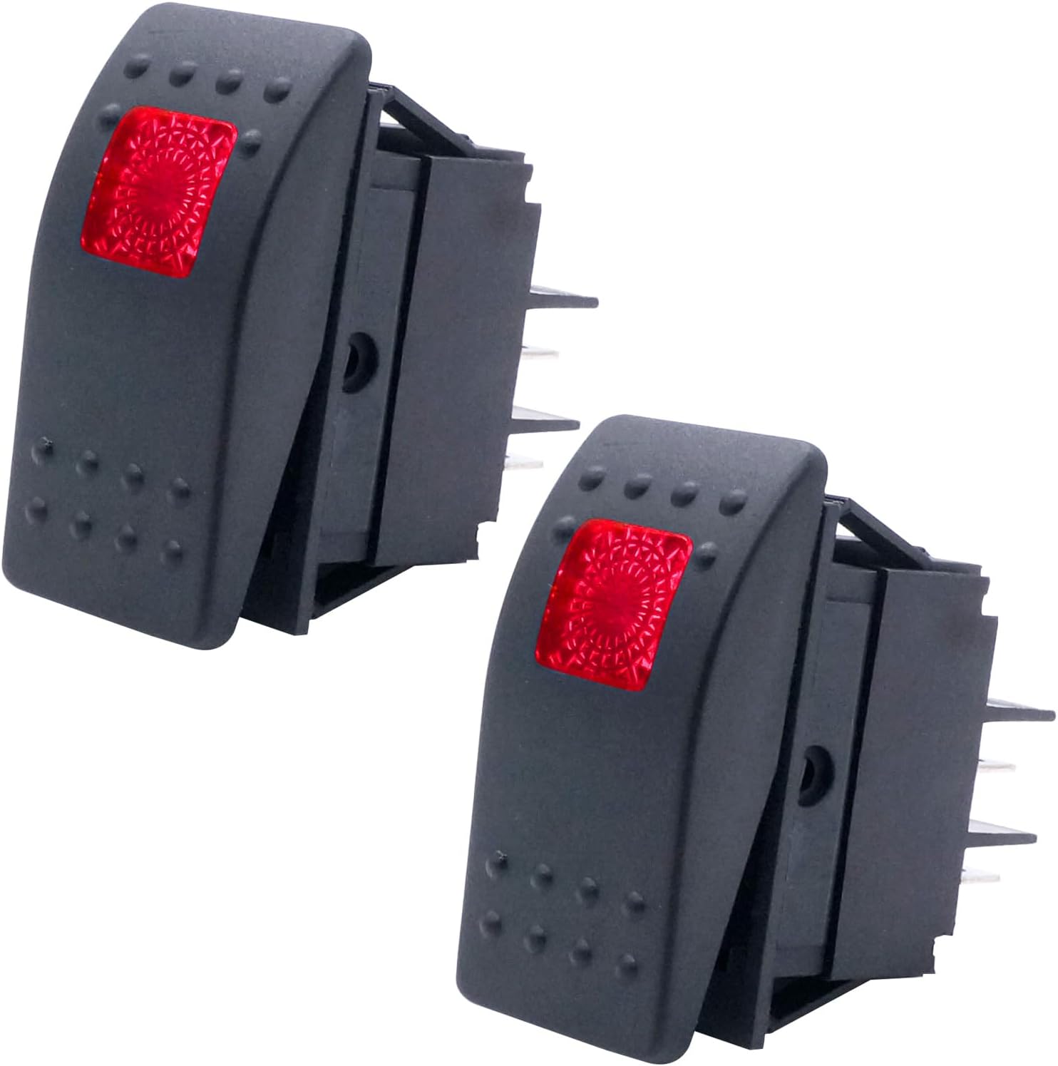 2-częściowy podświetlany przełącznik kołyskowy do łodzi 12 V 20 A 5-pinowy włącz/wyłącz z czerwoną diodą LED