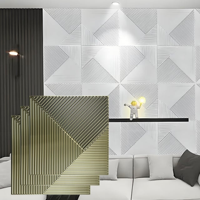 Panneau Mural 3D Acoustique - Lot de 12 - Ignifuge, Anti-Humidité, Anti-Tache - Décoration et Isolation pour Studio-Champagne Or-Sans support adhésif