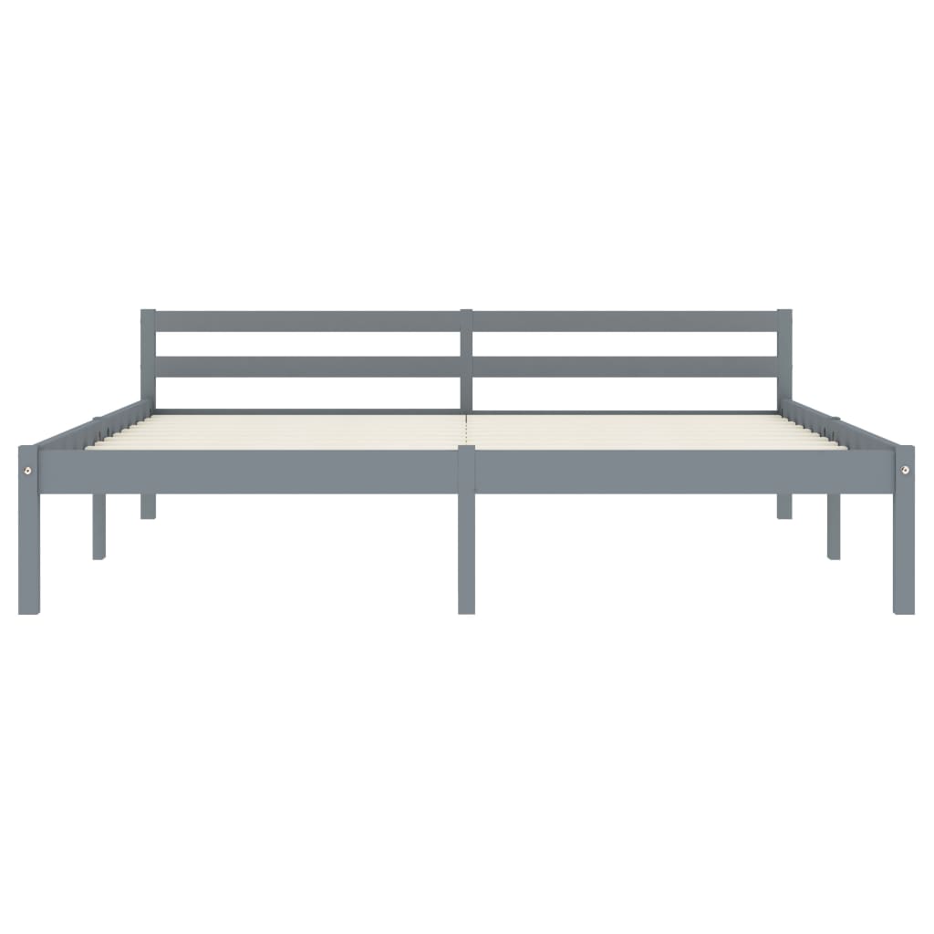 Cadre de lit sans matelas gris bois massif de pin 160 x 200 cm - 3