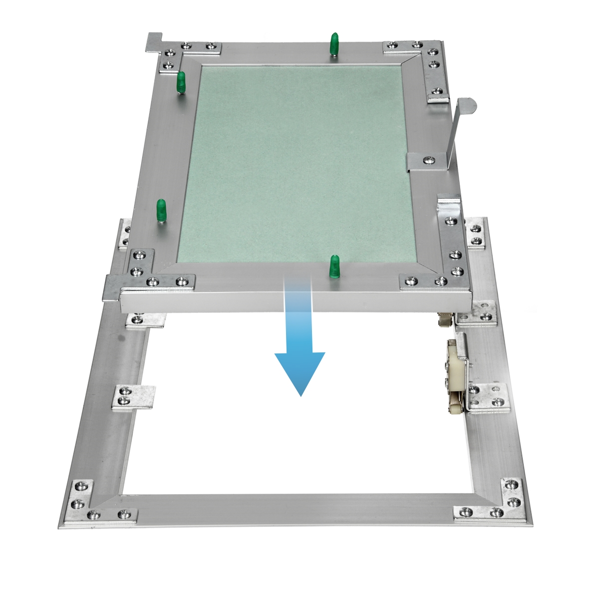 Trappe de visite 200x300 mm aluminium/vert plaque de plâtre imprégnée charnière de porte à droite/à gauche ouverture et fermeture par bouton-poussoir - 3