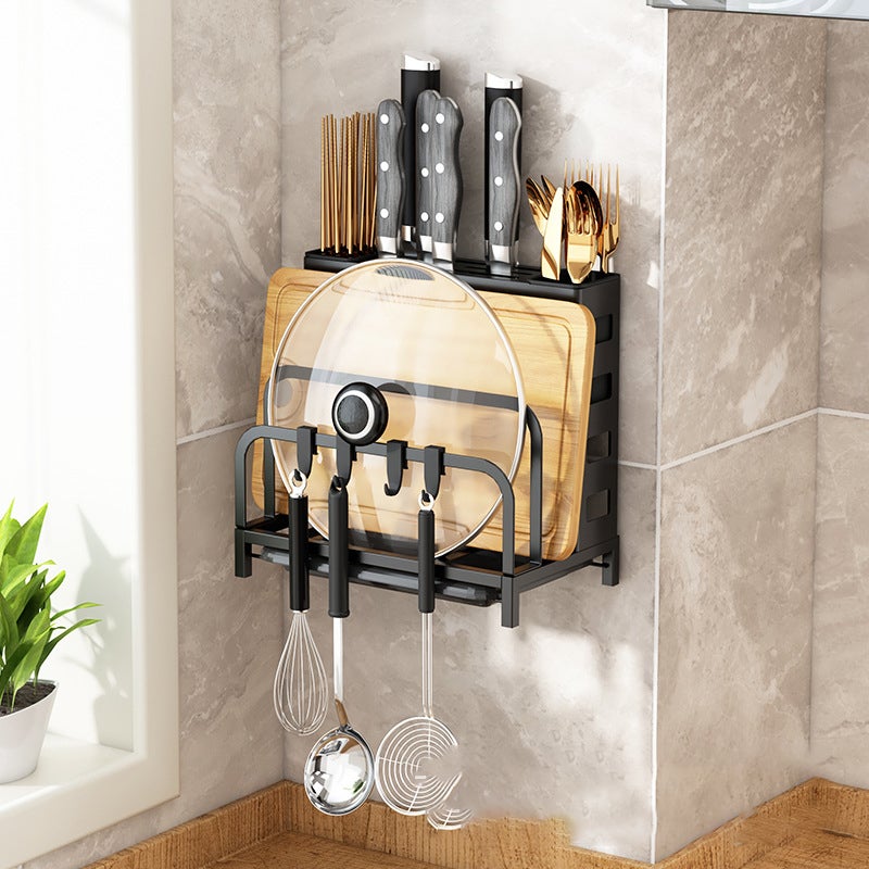 Stojak kuchenny, stojak na noże bez wiercenia, stojak na pałeczki, deska do krojenia, stojak na sztućce, 25,5x14x24 cm