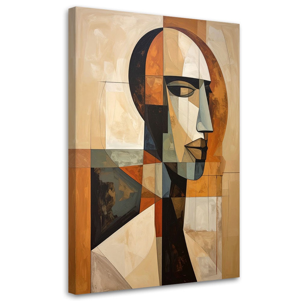 Obraz do salonu sypialni, Abstrakcyjna Sztuka Portret Mężczyzny w beżu i brązach 30x45