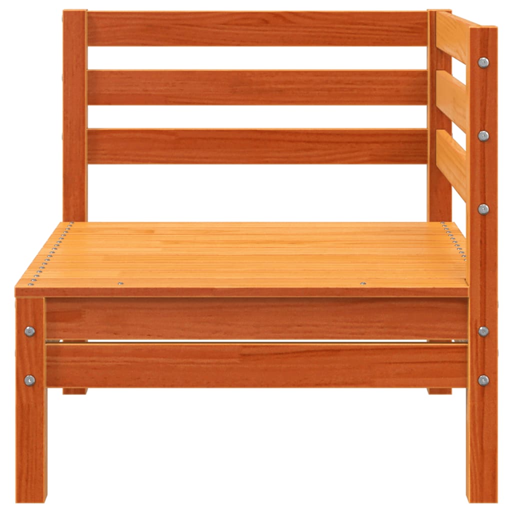 Canapé de jardin 2 places repose-pied cire marron bois massif - 6