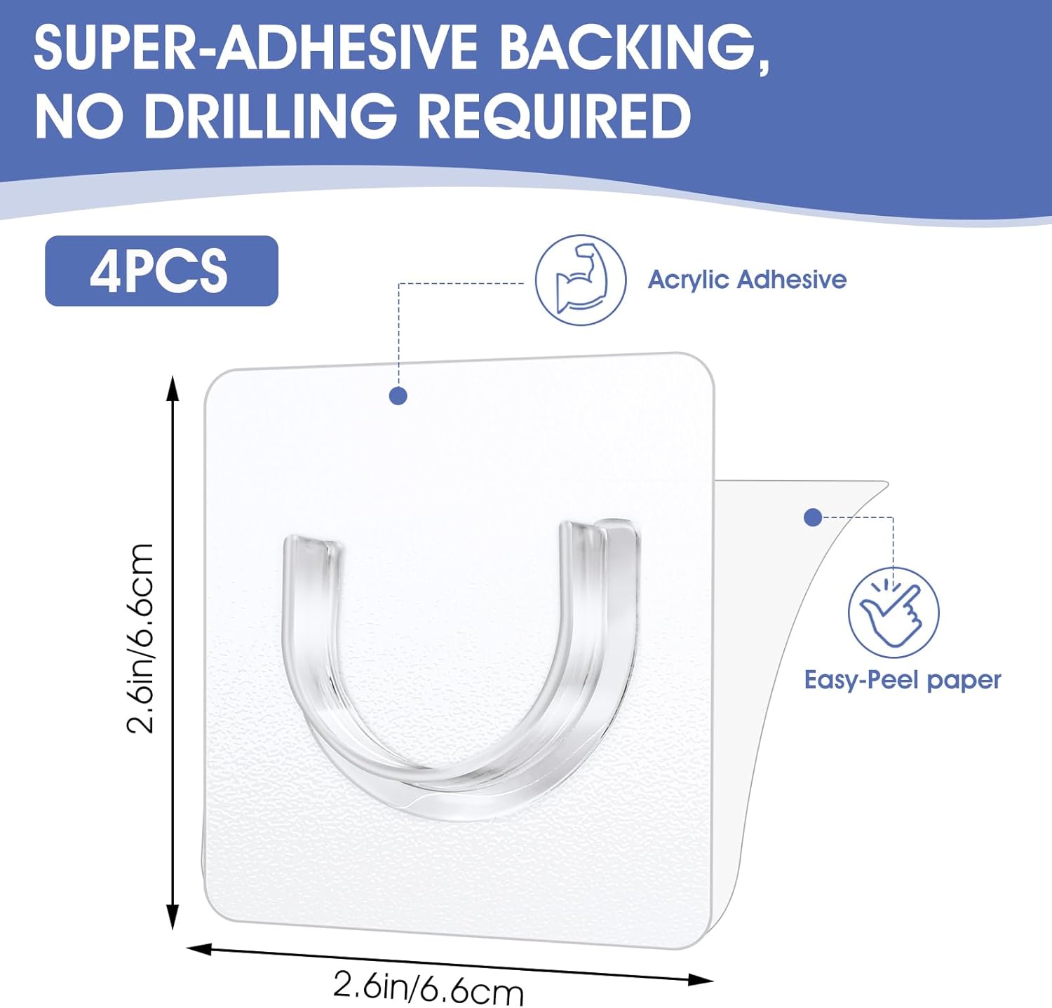 TAFACE 8 supporti per bastone per tenda da doccia, supporto per asta a tensione senza punzone, supporto per bastone per tenda da doccia adesivo per cucina, bagno, camera da letto (trasparente