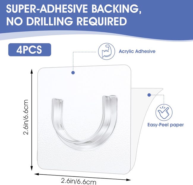 TAFACE 8 supporti per bastone per tenda da doccia, supporto per asta a tensione senza punzone, supporto per bastone per tenda da doccia adesivo per cucina, bagno, camera da letto (trasparente TAFACE 8 supporti per bastone per tenda da doccia, supporto per asta a tensione senza punzone, supporto per bastone per tenda da doccia adesivo per cucina, bagno, camera da letto (trasparente