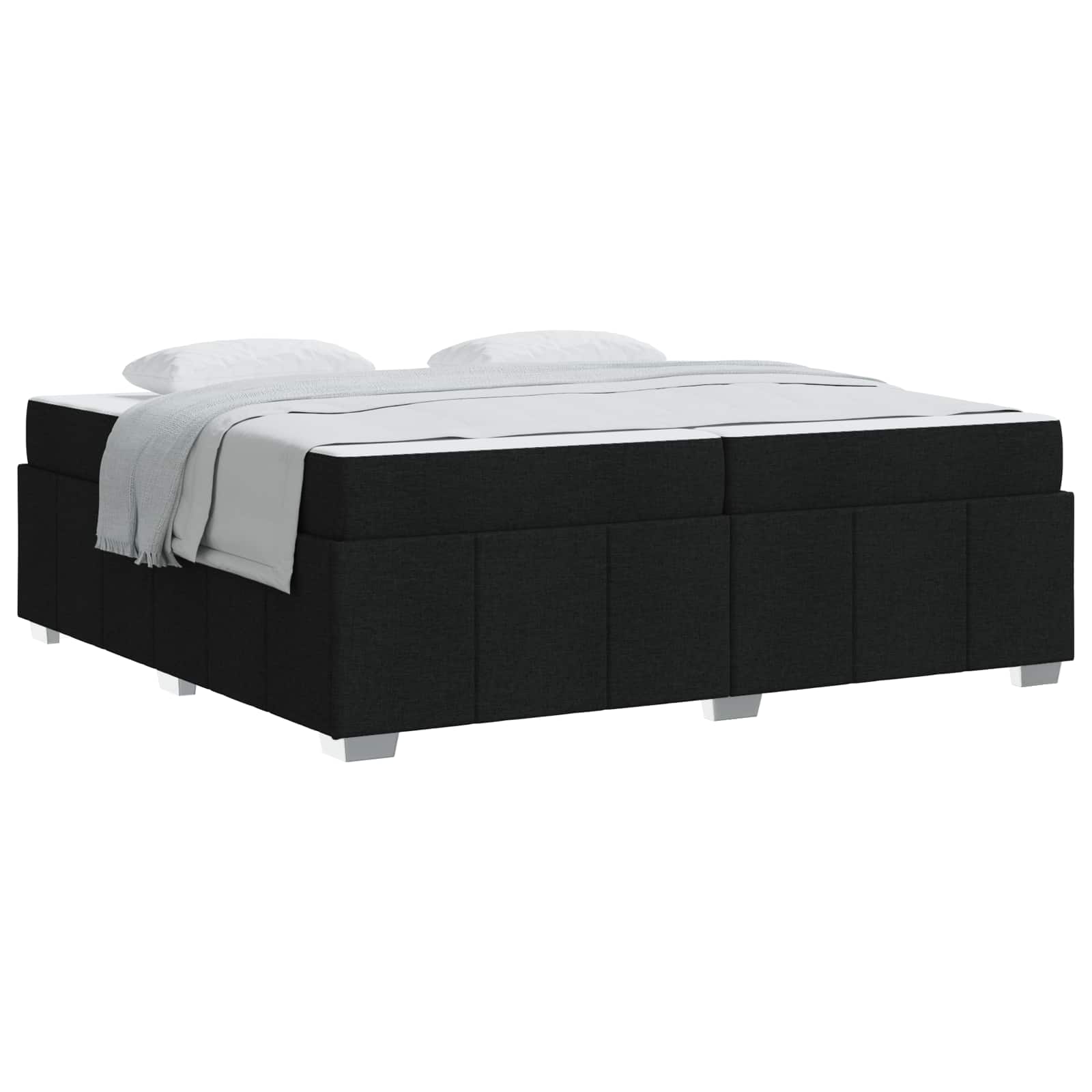 Cadre de lit avec matelas en tissu noir pour la chambre, 200 × 200 cm - 2