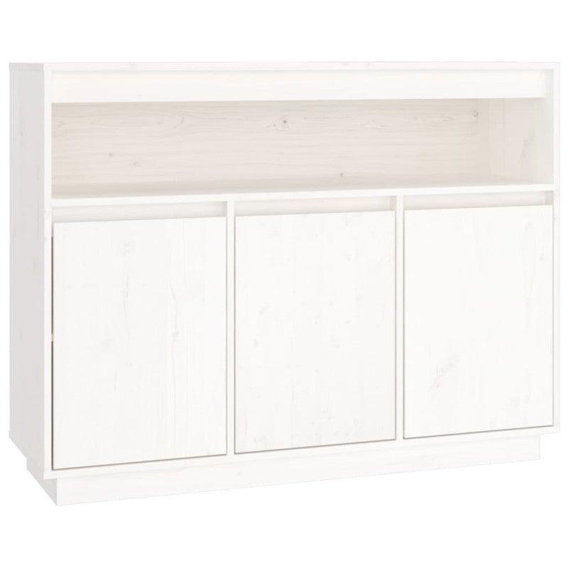 Buffet Blanc 104,5x34x80 cm Bois massif de pin - 2