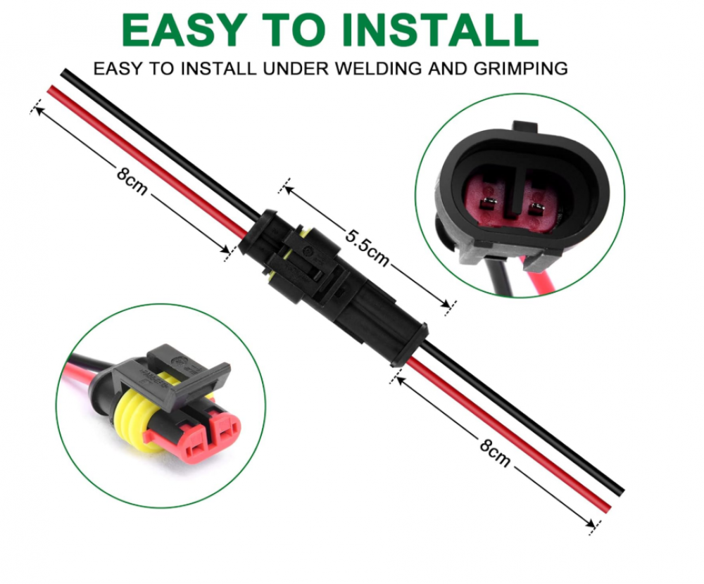 Connecteur Étanche à 2 Broche, 5PCS AWG Connecteur Étanche , Imperméable Connecteurs de Fils Électriques Autobloquants à 2 Broches pour Moto/Voiture - 2