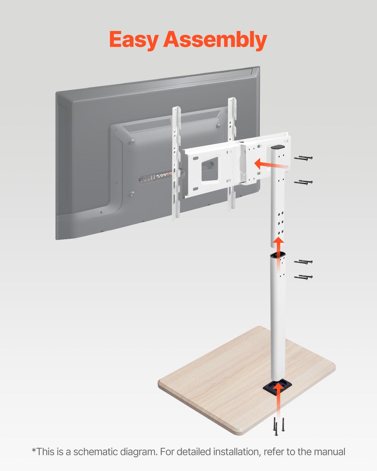 Support TV mobile,VEVOR pour écrans de 32 à 70 pouces,rotation gauche-droite 25° et hauteur réglable,jusqu'à 45 kg,chariot TV pour salon,bureau - 6