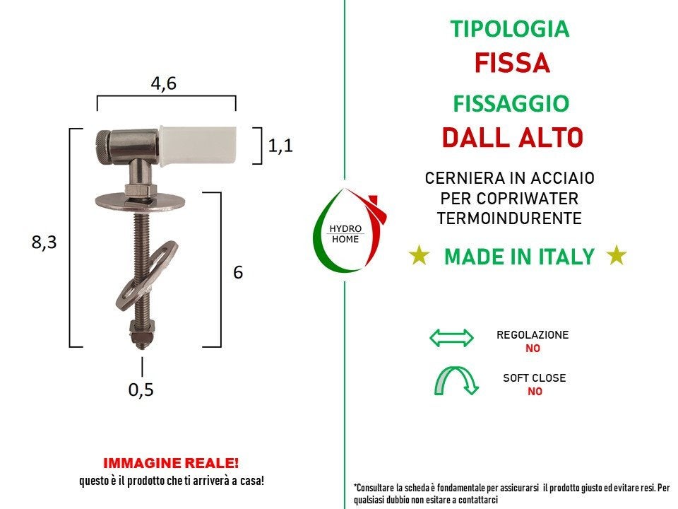 Copriwater G.S.I. X2 Originale Termoindurente Bianco - Avvolgente, Cerniera Inox Con Chiusura Soft Close, 445x345 Mm