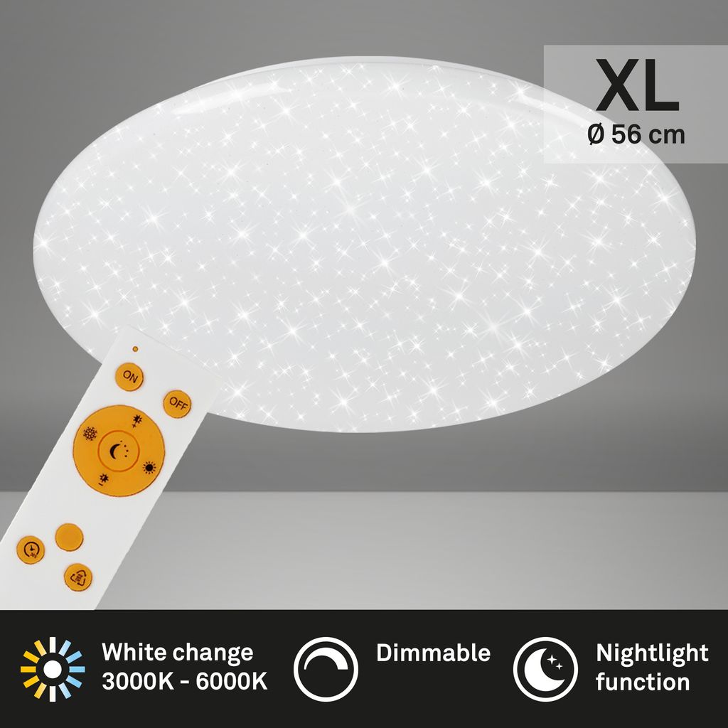 Plafonnier BRILONER LEUCHTEN VERB, 50 W, 4000 lm, IP20, blanc, plastique-métal, intensité lumineuse variable, CCT, Ø 56 cm - 2