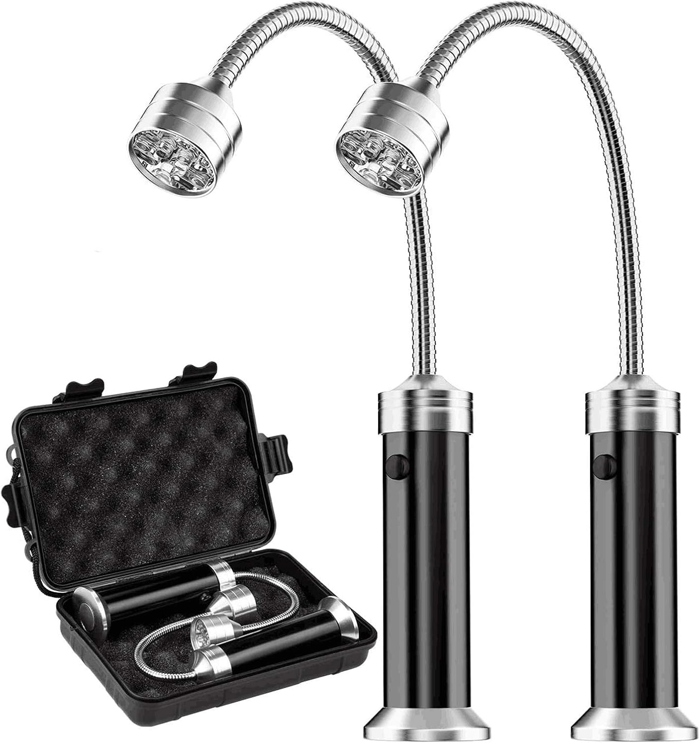 Zestaw 2 lampek LED do grilla BBQ z magnetyczną podstawą, obrót o 360 stopni, elastyczna, regulowana, do grillowania, na kemping i na zewnątrz