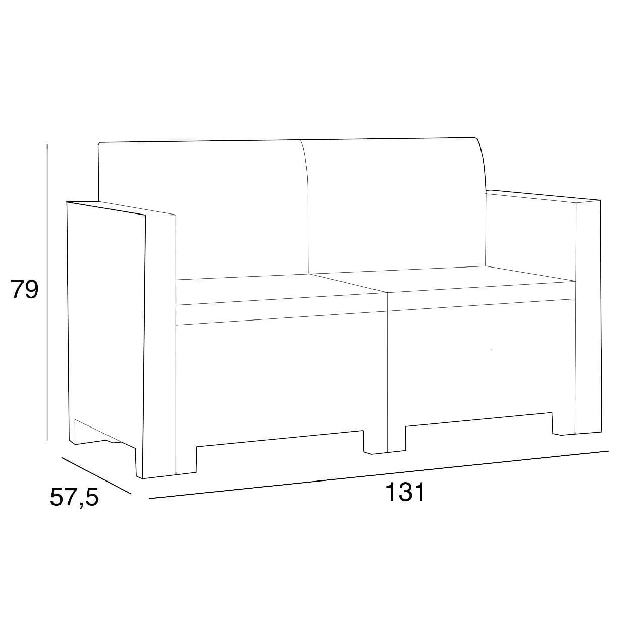 MilaniHome.it - Salotto Da Giardino Set 2 Posti Tortora Con Cuscini, Intreccio In Rattan Sintetico Per Esterno Giardinodi coloreTortora - 4
