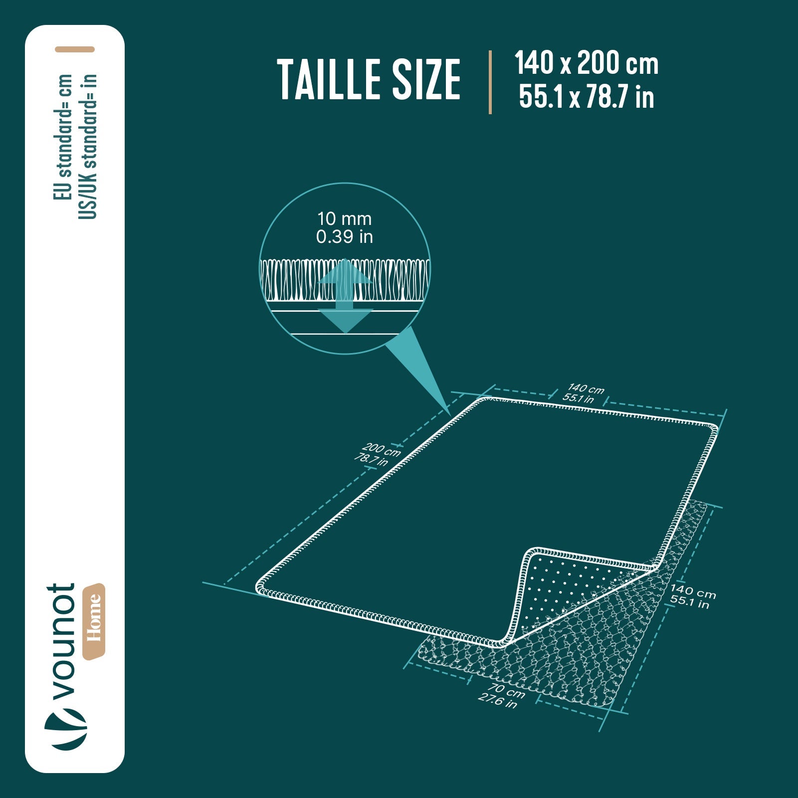 VOUNOT® Alfombra Moderna para Salón 140x200 cm, Crema - 3