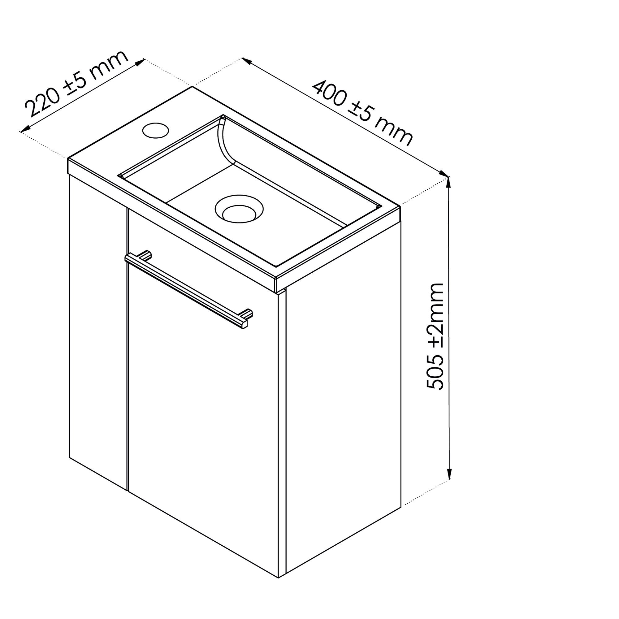 ONDEE ZEN - Lave-mains compact SAM - 40cm - Blanc - Laqué - Livré en kit - 3