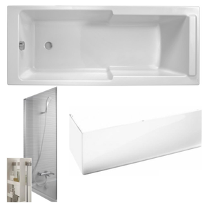 Baignoire bain douche JACOB DELAFON Struktura + pare bain + tablier + étagère 170 x 75