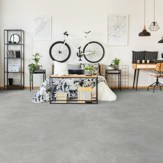 Sol PVC Textile - Aspect marbre gris - Rouleau de 2m x 8m - 5