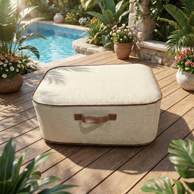 Pouf Gonflable HWC-G31 Design Feuille - Tabouret Jardin Intérieur Extérieur 29x55cm