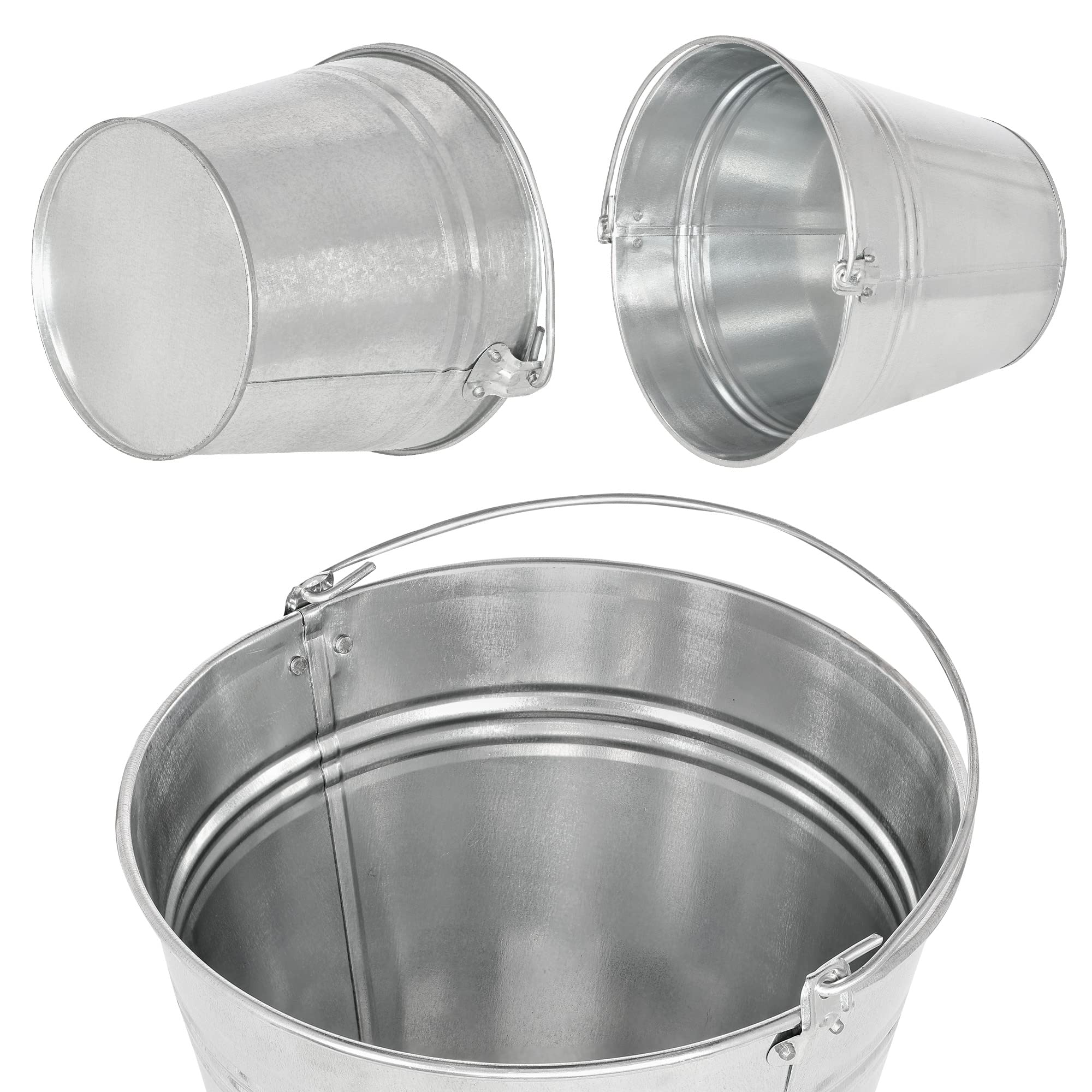 Seau à Cendre - Seau De Maçon - Acier Galvanisé - 15 L - Argent - pour le Jardinage - Résistant à la Rouille - Polyvalent KOTARBAU - 6