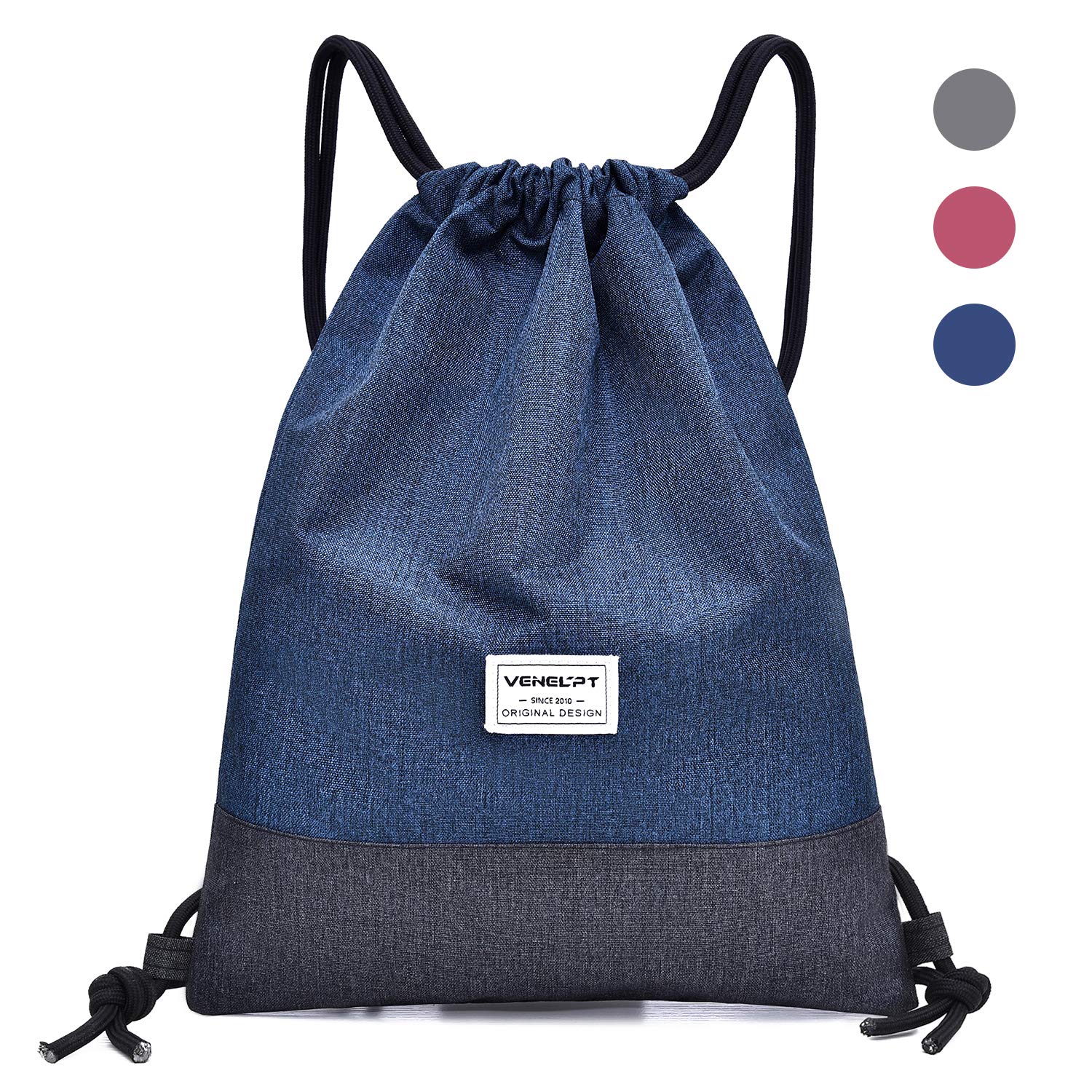 Zaino Con Coulisse In Tessuto Oxford - Borsa Da Palestra Pieghevole E Impermeabile Per Uomo E Donna, Con Tasca Con Cerniera, 38,9x49 Cm