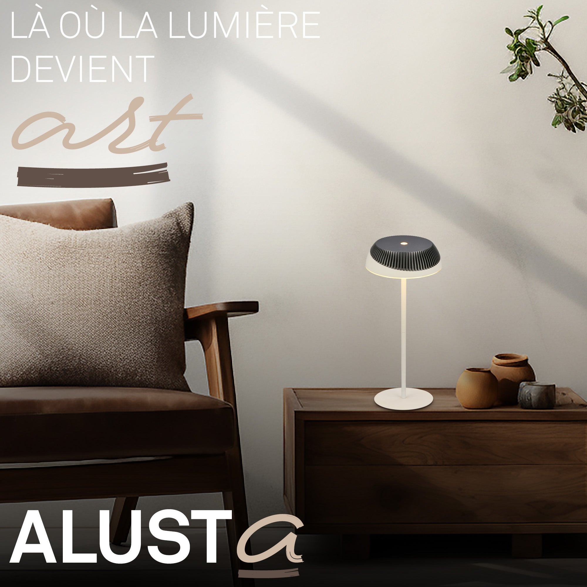 Lampe de table LED - German Design Award - Sans fil - Tactile - Ø14x32cm - Blanc chaud - 2W, 200lm - Briloner - 5