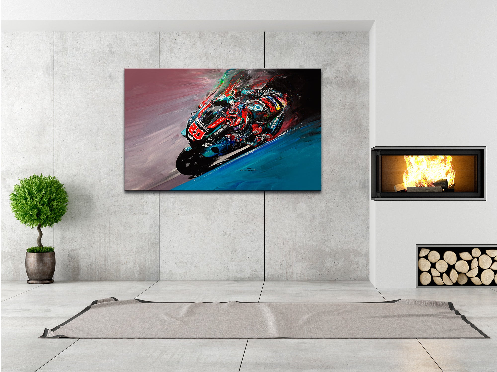 DECLINA, Tableau toile imprimée, Tableau toile reproduction peinture Quartararo Moto GP, 150x100 cm - 2