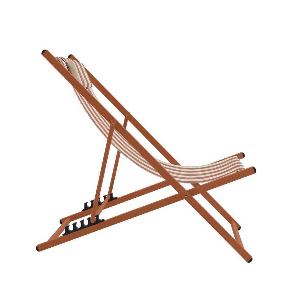 Lot 2 chiliennes aluminium transat jardin chaise longue extérieur terrasse Brisa - 5
