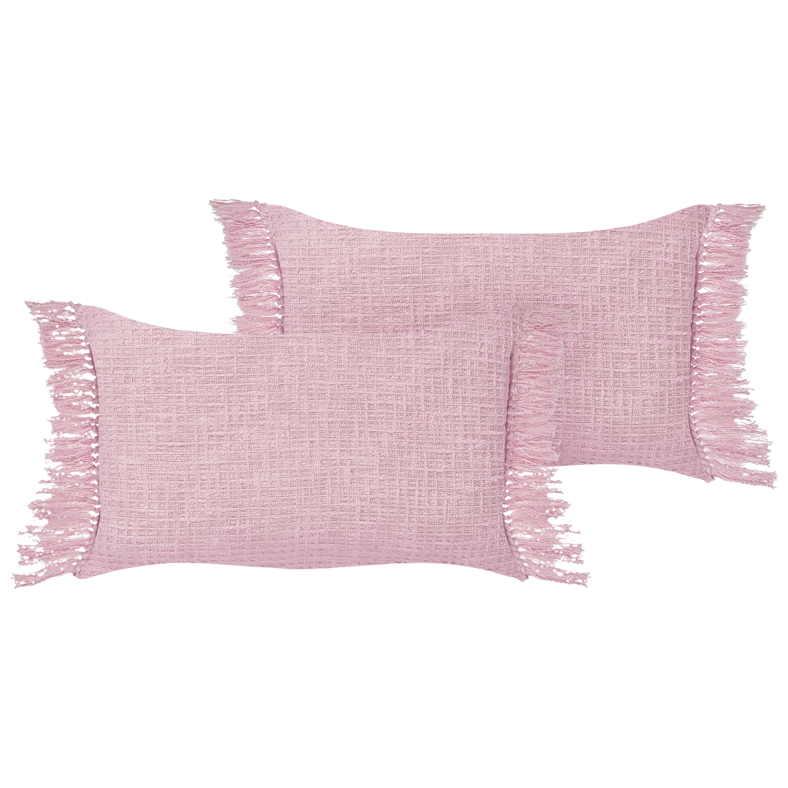 Beliani conjunto de 2 cojines decorativos tansy algodón 40 x 60 cm rosa liso