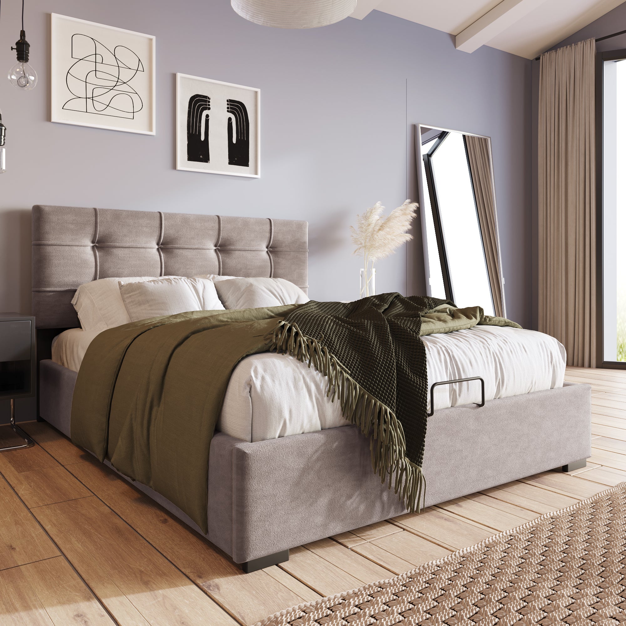 Lit Coffre Hydraulique Adolescent Lit Une Place 90x200 Cm Avec Rangement Hydraulique - Coffre à Ouverture Facile, Sommier à Lattes, Tête Réglable - Tissu Lin, Support 150 Kg - Gris, Beige, Rose