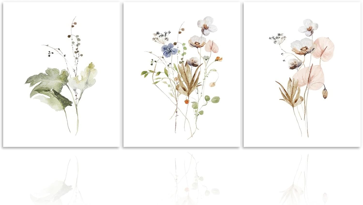 Lot 3 Posters Abstraits Géométrie Bleue – Toile Sans Cadre 30x40 Cm, Déco Murale Moderne Salon Chambre Minimaliste