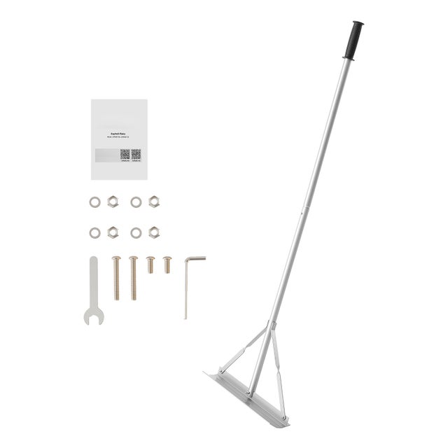 Rateau Paysager SucceBuy avec Manche 1510 mm, Tete Large de 508 mm, Niveleur en Aluminium Solide pour Nivellement de Sol, Pavage de Beton, sans Dents