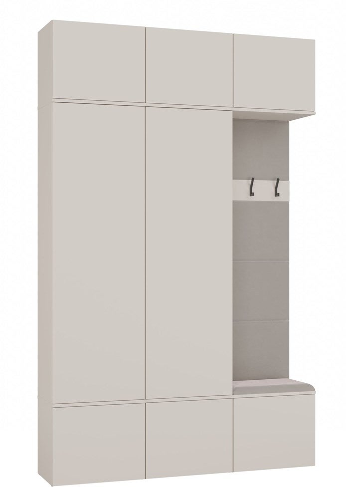 Garderoba Topeshop HAGA III 2Sz1W KASZMIR BEŻ 2x Szafa + Wieszak 238x150x35 cm