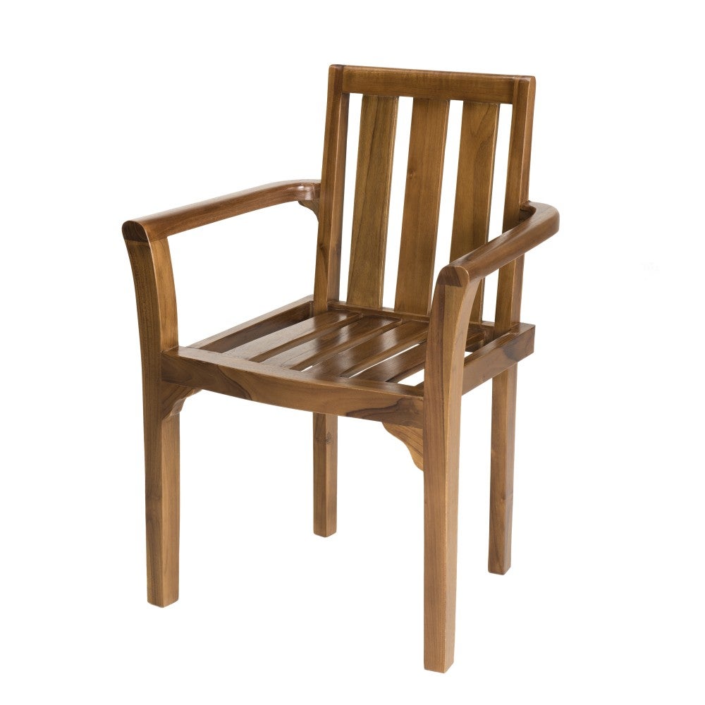 MAEVA - Ensemble de 2 fauteuils empilables en bois teck huilé - 4