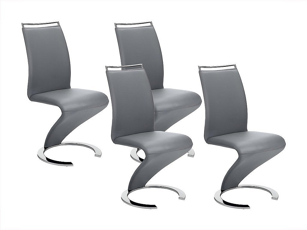 Komplet 4 krzeseł TWIZY - Szara ekoskóra