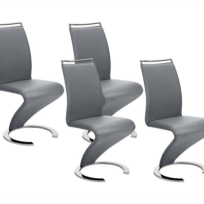 Komplet 4 krzeseł TWIZY - Szara ekoskóra