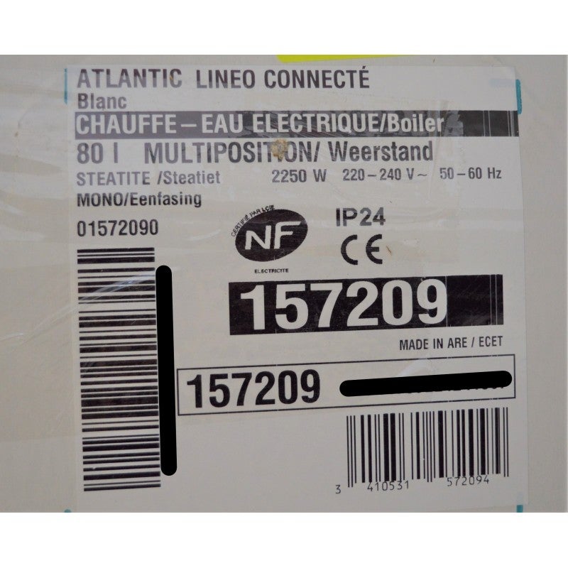 Chauffe-eau électrique Linéo connecté vertical mural multiposition blanc 80L - ATLANTIC - 157209 - 6