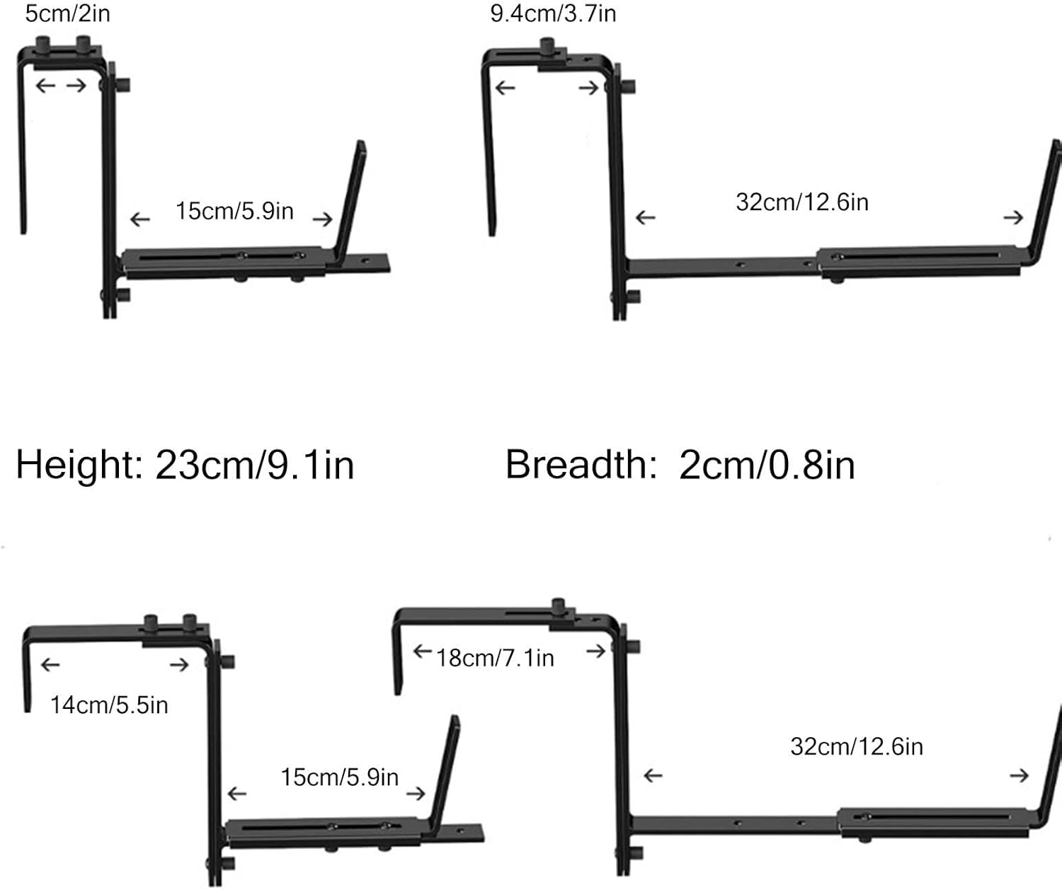 Support pour jardinière en métal, réglable, robuste, idéal pour balcon ou jardin - Lot de 2 pièces - 2
