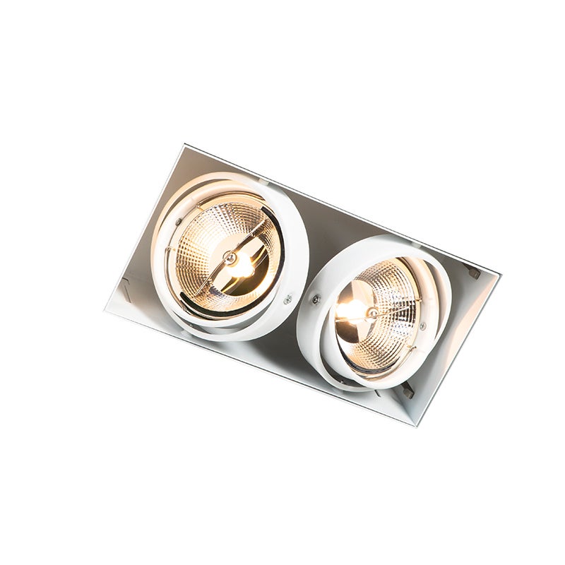 Set di 6 faretti da incasso bianchi GU10 AR111 senza bordi 2 luci - Oneon - 9