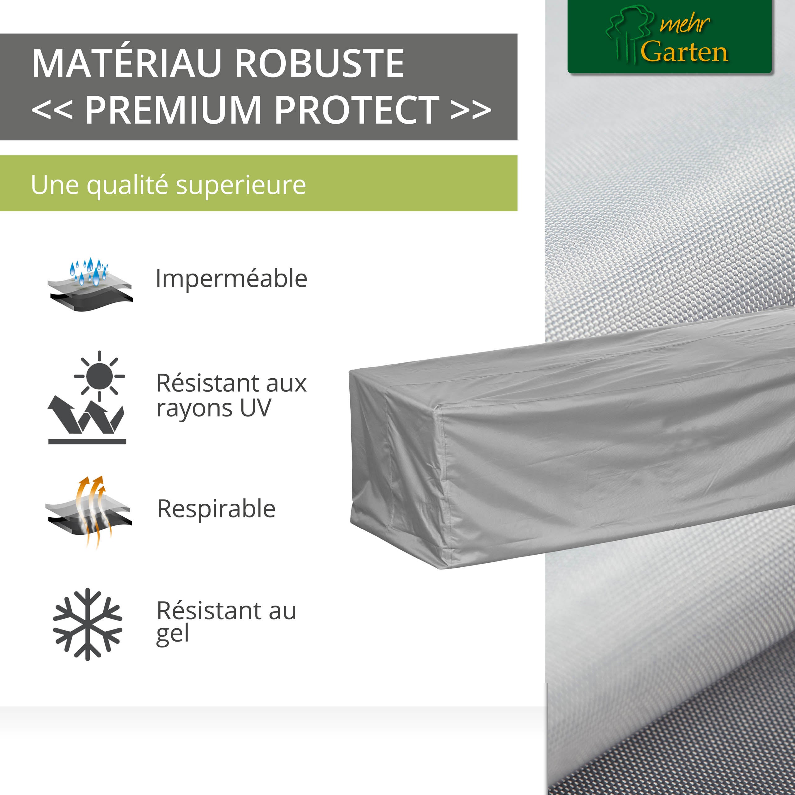 Mehr Garten - Pokrowiec na sofę Premium PROTECT, wymiary: 220(szer.) x 90(gł.) x 80(wys.) cm I Pokrowiec ochronny na wodoodporne meble ogrodowe. - 4