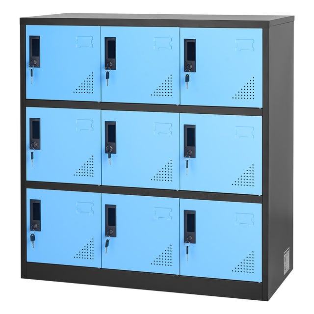 Armoire a casiers metalliques SucceBuy 9 portes, casier en acier verrouillable, vestiaire pour employes, bureau, ecole, salle de sport ou magasin
