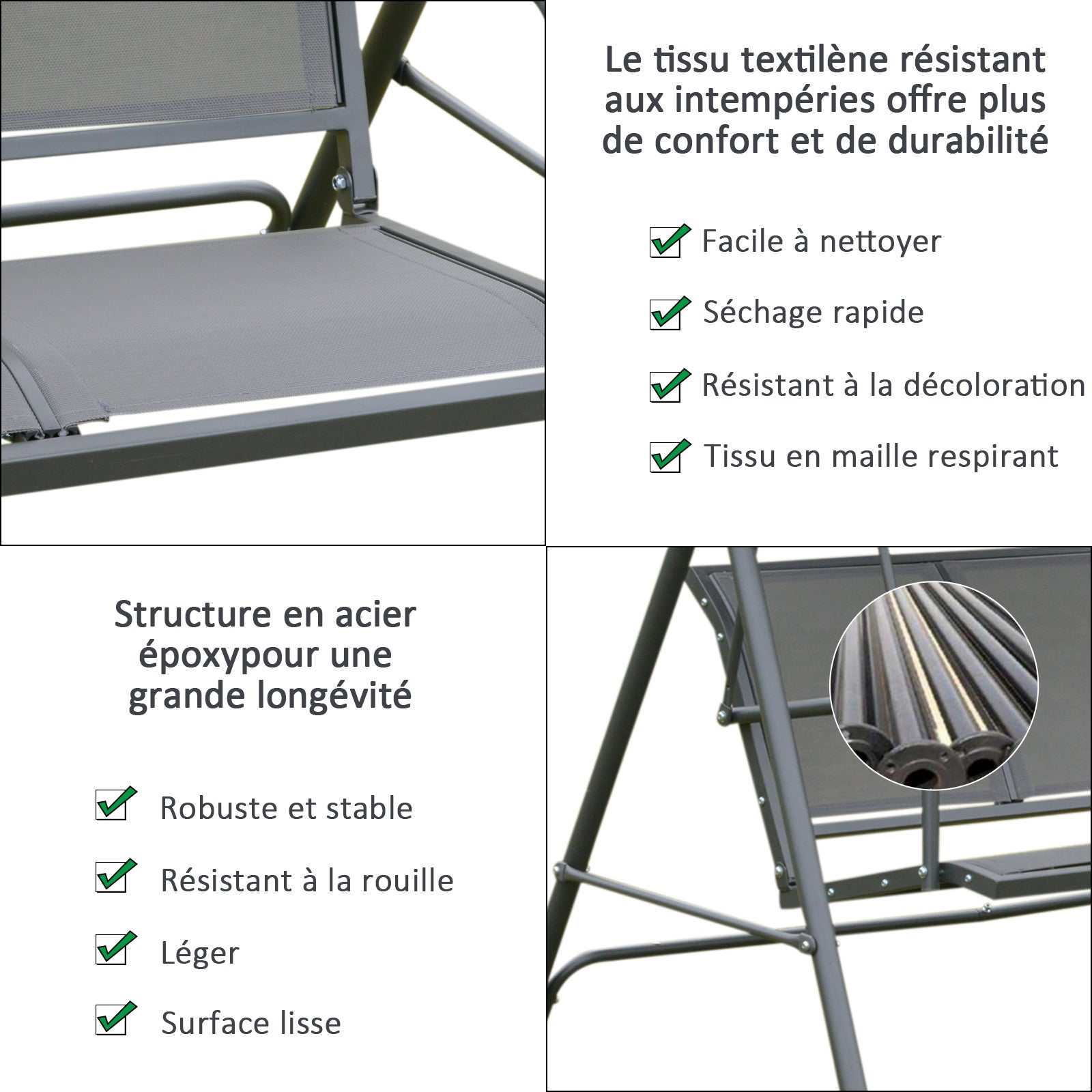 lit de jardin Acier Outsunny - 6
