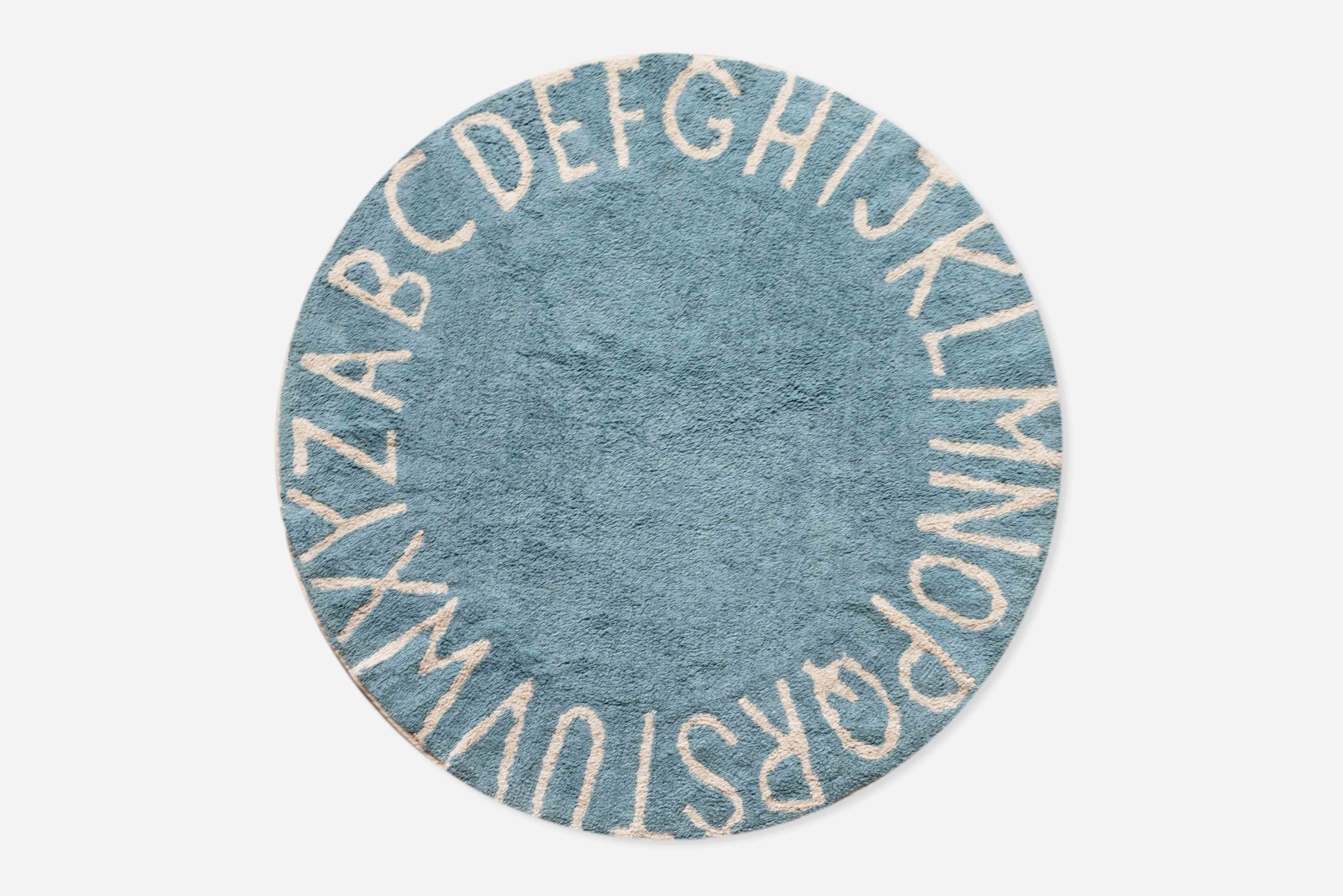 TAPIS ALPHABET ENFANT ROND BLEU ET CRÈME Ø140CM | Leroy Merlin