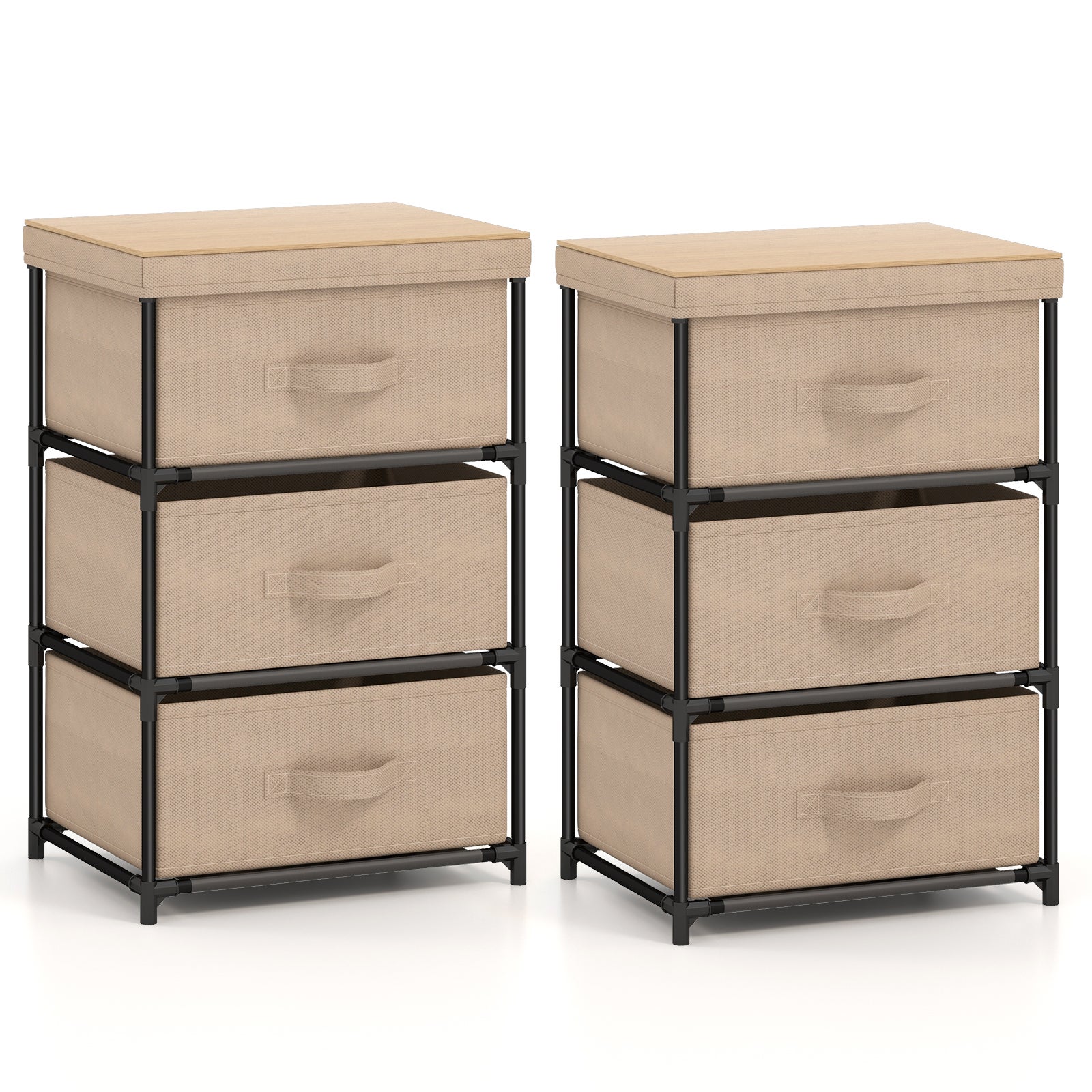 Comoda 3 șoleze din țesătură, Comoda cameră la 3 niveluri, șoleze pliabile cu mânerele, Cadru din metal, platou mare, mobilier stocare salon