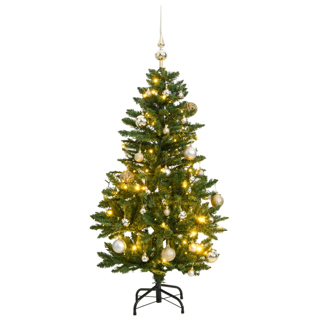 Sztuczna choinka na zawiasach, 150 lampek LED i bombki, 150 cm vidaXL
