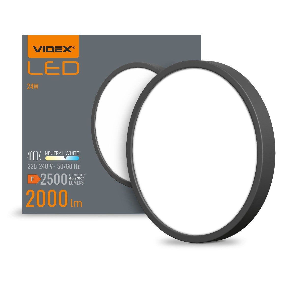 Plafon okrągły czarno-biały LED 20W wym: 2,9 x 26,4 cm Videx